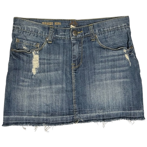 Chelsea & Violet Dresses & Skirts - Chelsea & Violet Margot Mini Denim Skirt C&V Distressed Y2K Sz 27